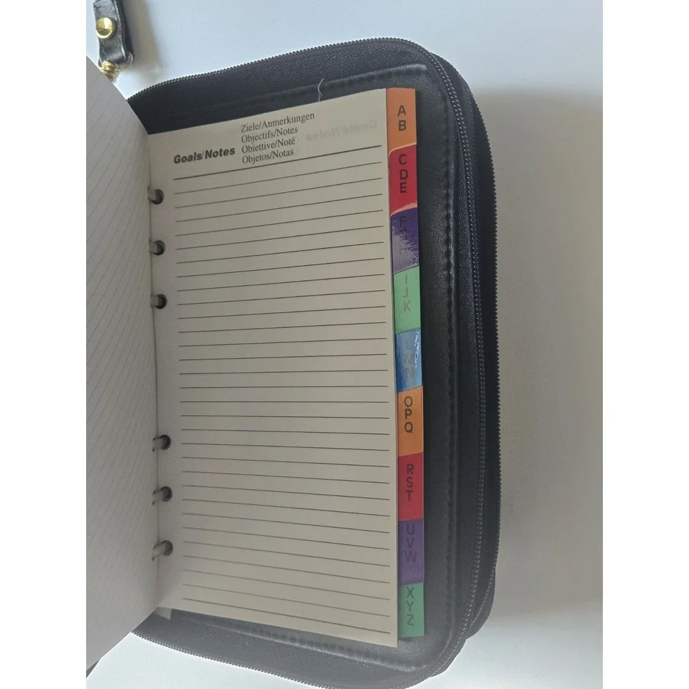 6 Ring Binder Planner in Black with Built‎ In Wallet Tabs Inserts Monthly/Weekly